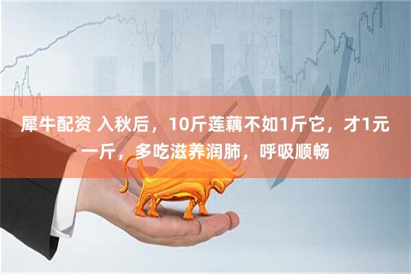 犀牛配资 入秋后，10斤莲藕不如1斤它，才1元一斤，多吃滋养润肺，呼吸顺畅
